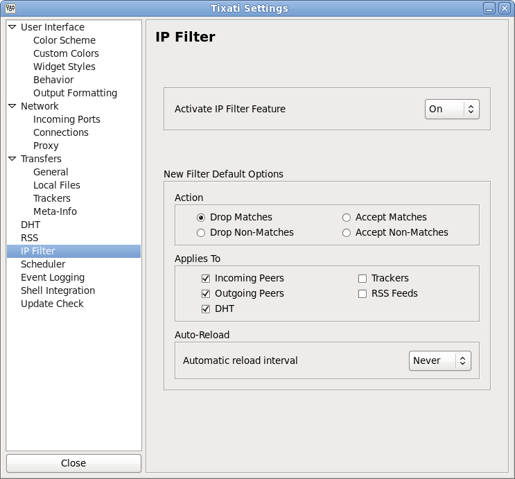 setup ip filter tixati vs utorrent